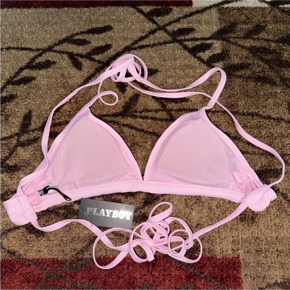 PLAYBOY Triangle Bikini Top- L. Pink Size Medium NWT - Picture 2 of 2